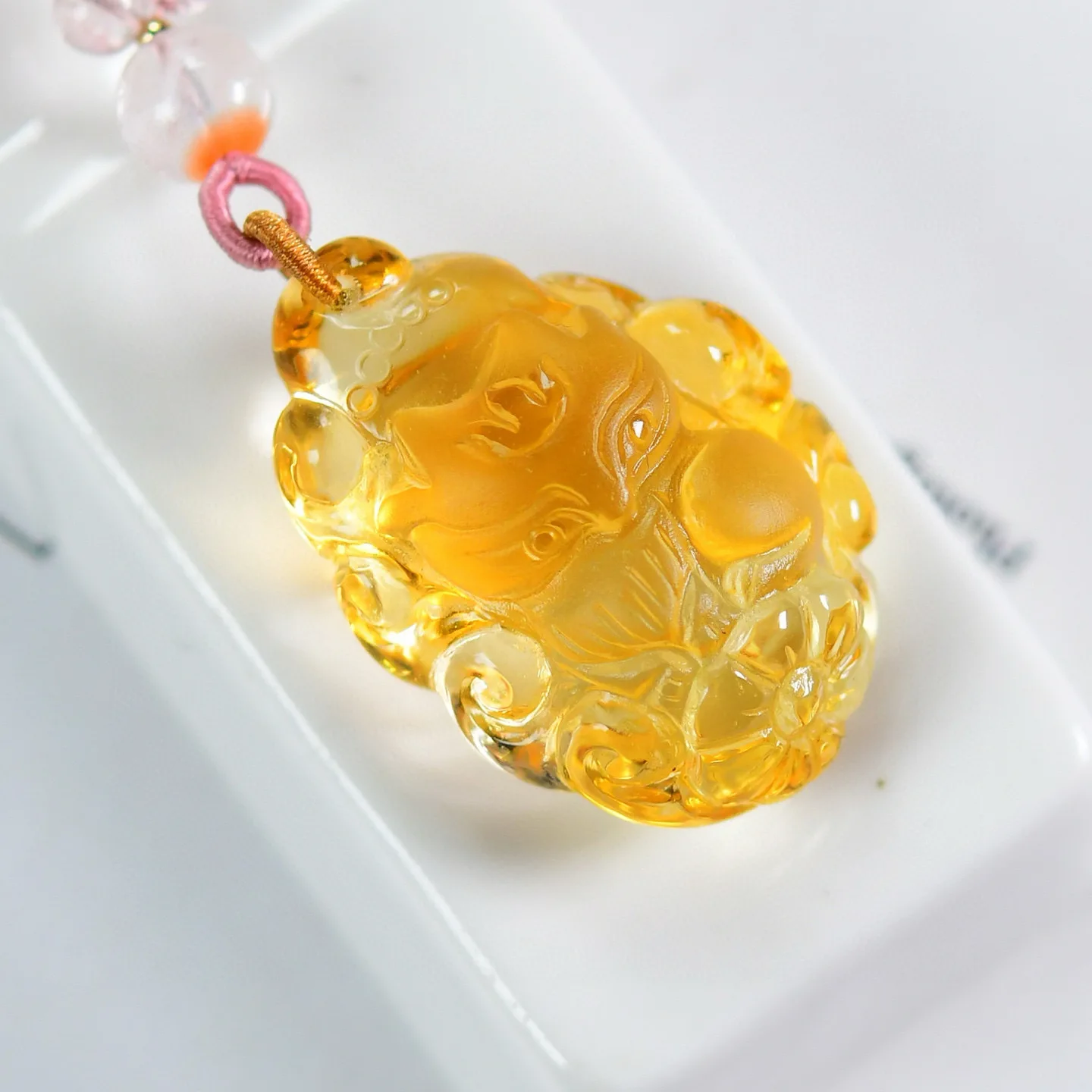 

Natural Yellow Citrine Quartz Pendant 32.5*22.3*15.6mm Fox Women Men Jewelry Citrine Wealthy Necklace AAAAA