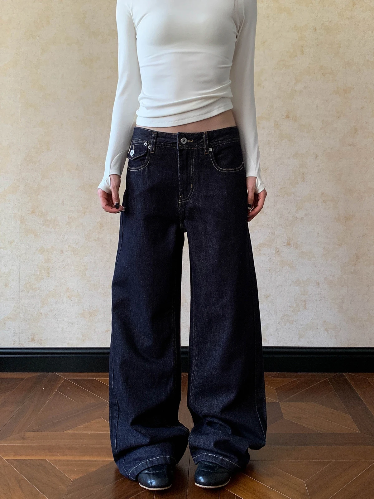 

Джинсы Aket American Retro Washed Original унисекс, облегающие, универсальные, для повседневной носки, длинные брюки из хлопка с застежкой-молнией на талии