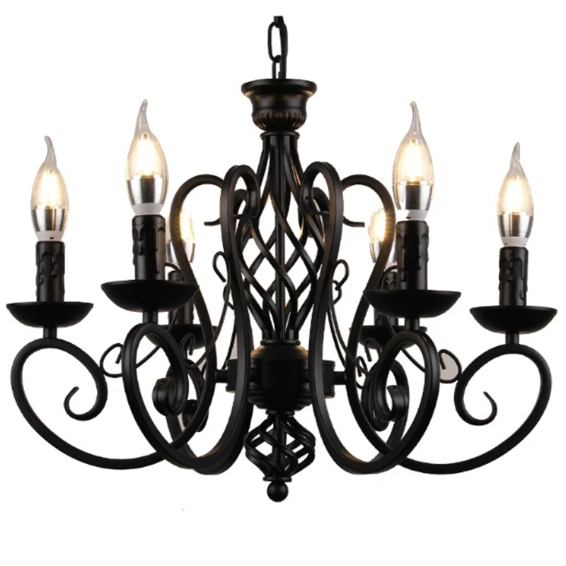 

American Ironwork Candle Chandelier Antique Living Room Dining Room Study Retro Chandelier Simple Creative Light Fixtures