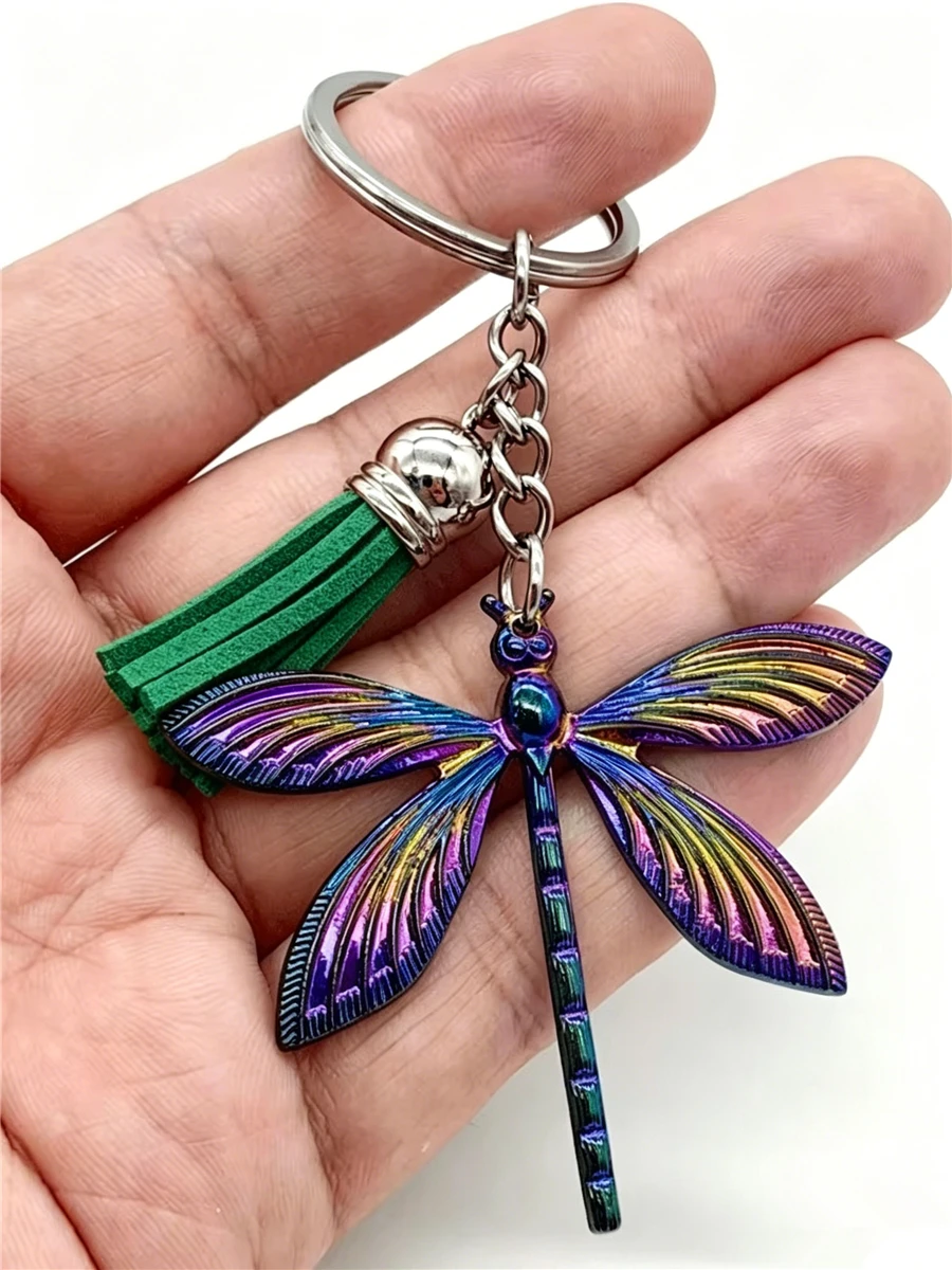 1pc Cute Dragonfly Keychain for Women Teachers Nanny Key chain Keyring Party Birthday Gift for Mom Sisters Daughter Girls Bestie