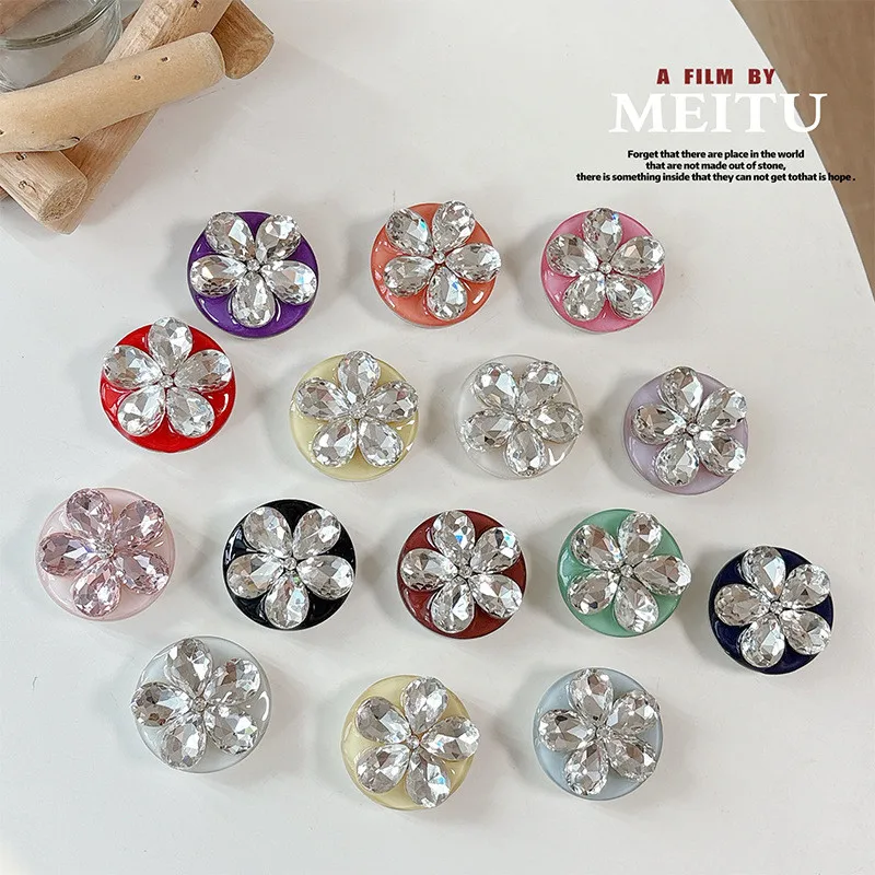 

Flower Diamond Mobile Phone Finger Ring Griptok Stand Holder For IPhone 15 17 Support Socket Pocket Stand Bracket Accessories