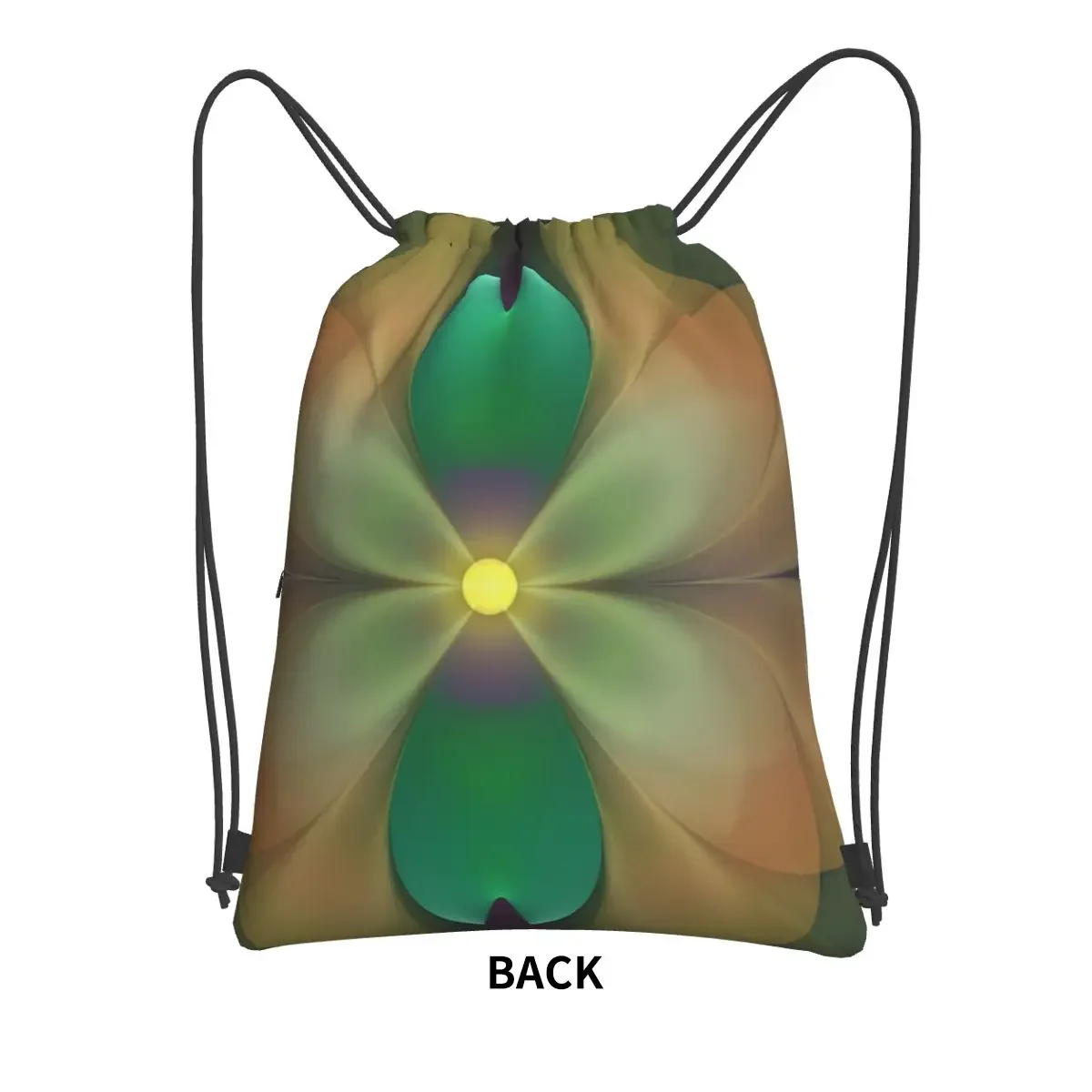 Opening Up, Floral Fractal Abstract Portable Backpacks Drawstring Bag Drawstring Bundle Pocket Book Bags For School Students