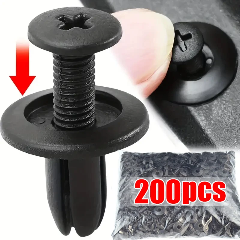 10/100pcs 8mm Plastic Rivets Fasteners Screw Car Bumper Fender Black Rivet Car Fastener Clips for Toyota Focus Kia Nissan Yamaha