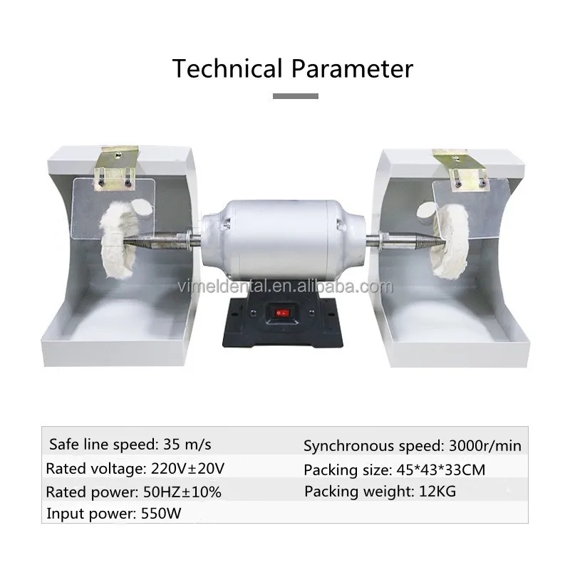 Dental Lab Equipment Double Polishing Machine With Cloth Wheel Glue Holder Denture Grinding Machine