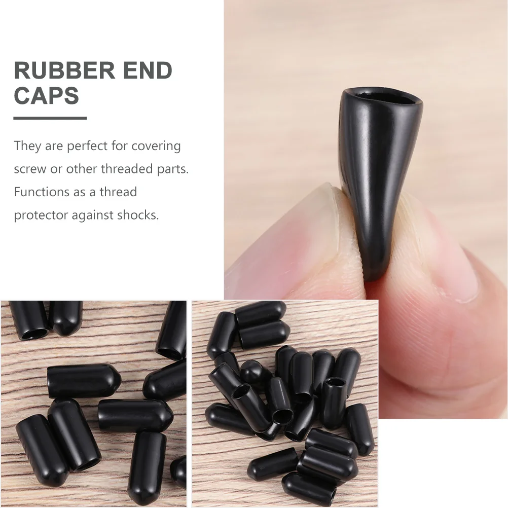 

60pcs Black 16MM Wire Protection Cap Screw Caps Rubber End Covers Thread Protectors Tube Tips Furniture Hardware