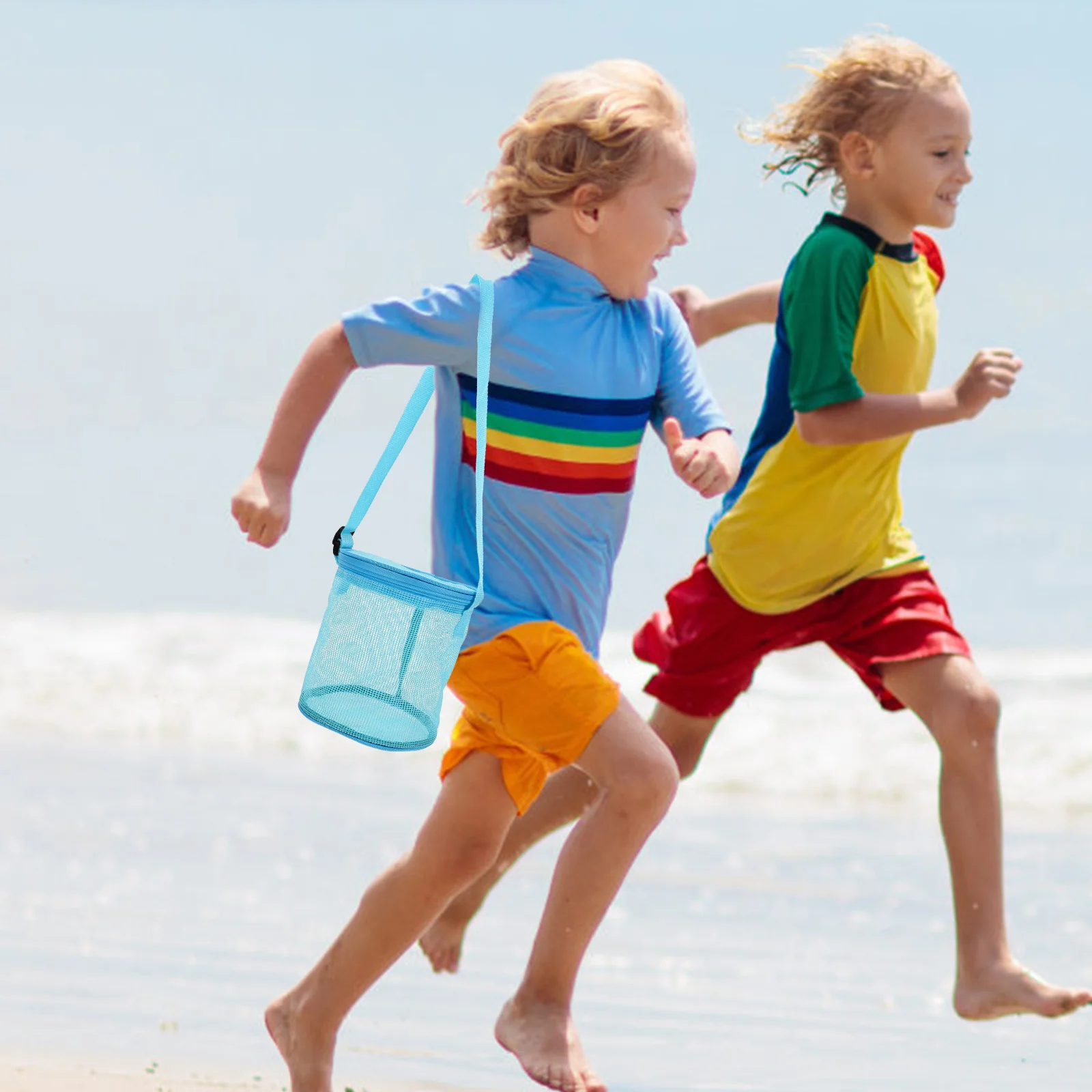 Sac de rangement de plage pour enfants, grande capacité, filet, approvisionnement, sable, jouet, portable, enfants, E27