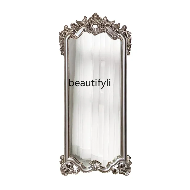 

High-end bedroom fitting mirror, American carved wall-mounted changing mirror, landmark home, European retro