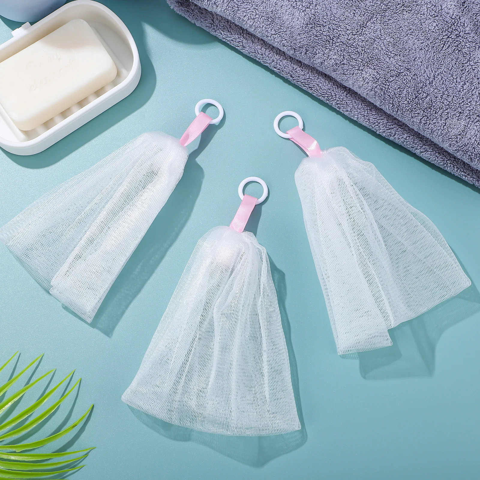 

3 Pcs Foaming Net Soap Bags Mesh Holder for Cleansing Milk Sturdy PE Material Drawstring Design Compact Space Saving Bath
