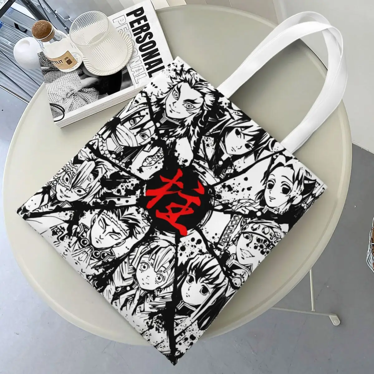 Dämonen Anime Shopper Tasche Slayers Moderne Handtaschen Stoff Streetwear Einkaufstasche Frauen Drucken Einkaufstaschen