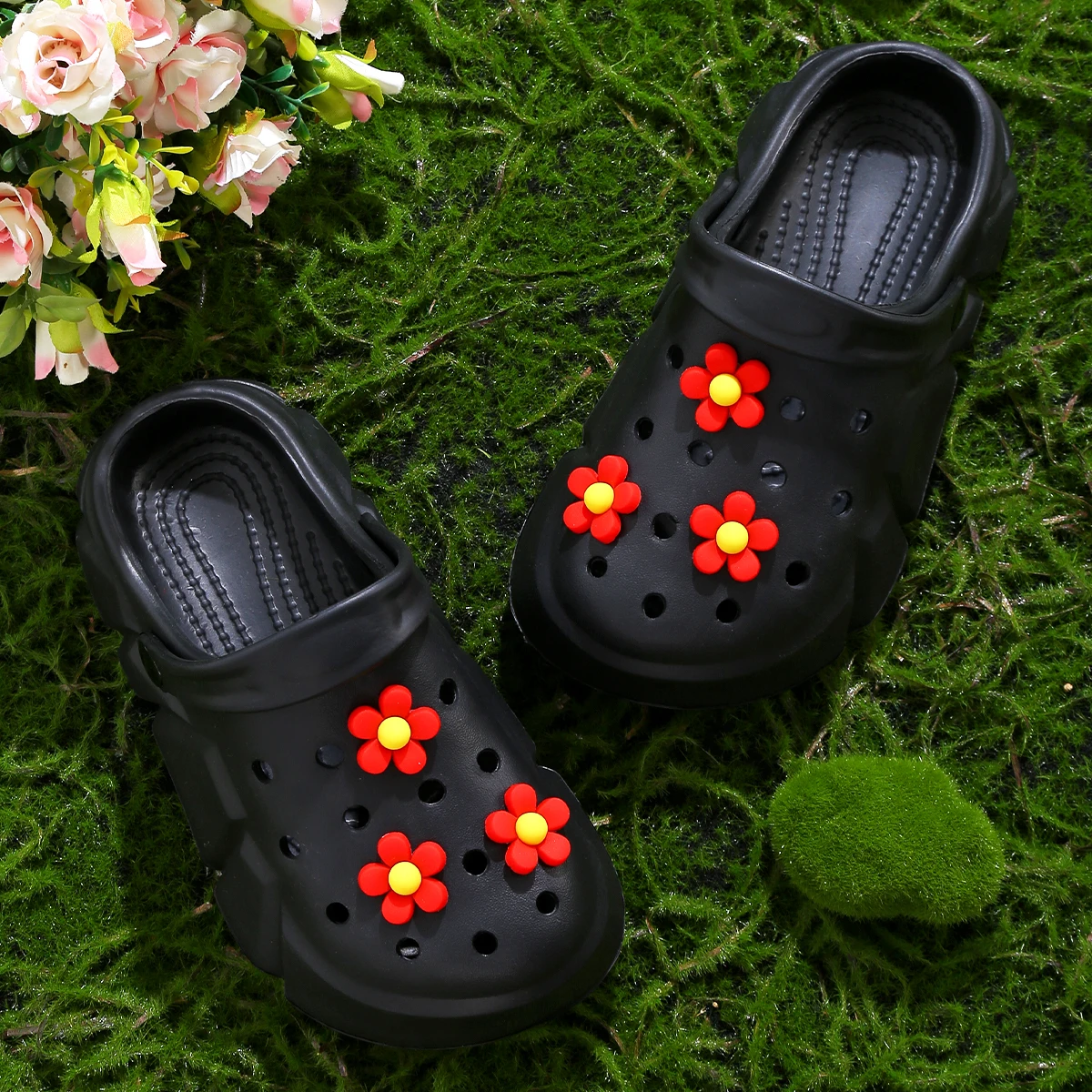 Girls Non-slip Clogs, Breathable Lightweight Cute Flower Clogs for Indoor and Outdoor Shower, Beach and Pool 3057