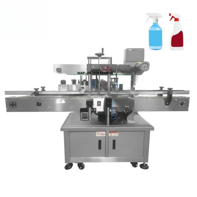 Label Sticking Machine Auto Single Side Flat Round Labeling Machine for Rectangular  Glass Plastic Bottles