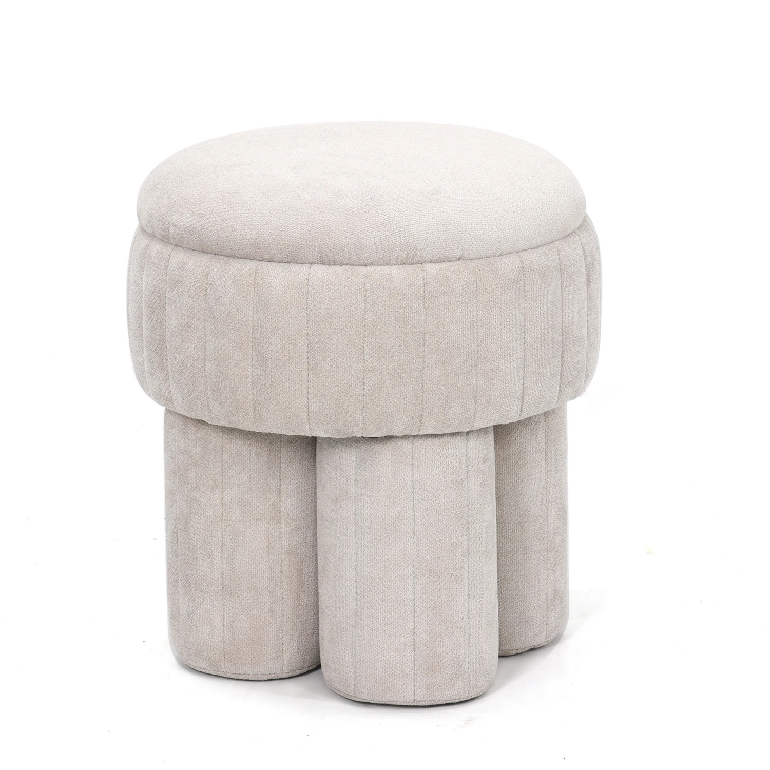 Modern Simple Design Fabric Ottoman Pouf Stool for Living Room & Hotel Use Soft Shoe Stool with Decorative Feature
