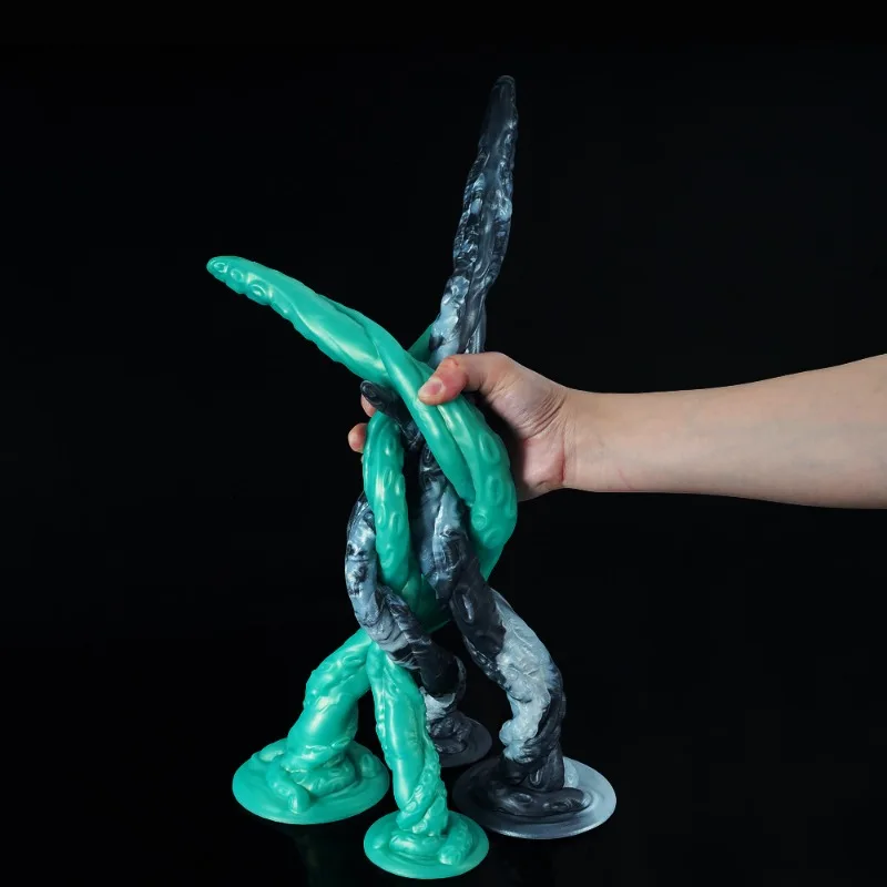 Extra Long Fantasy Anal Whip Plug with Suction Base 4 Soft Colorful Liquid Silicone Styles for Men Women Adult Pleasure Use