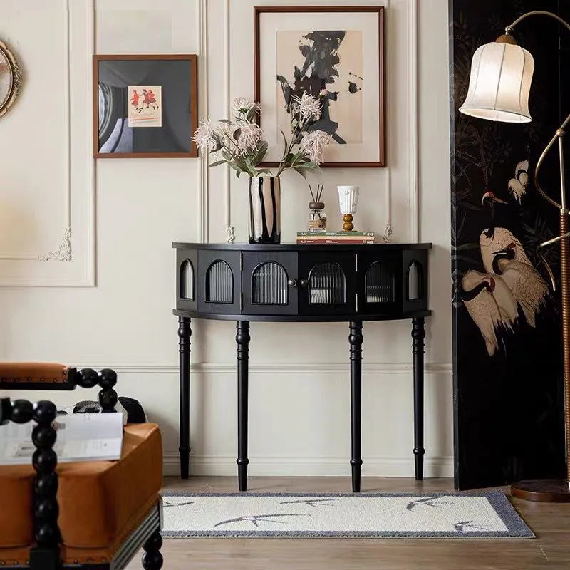 PYH entrance table, front door entrance cabinet, new living room semicircular black desk decorative cabinet