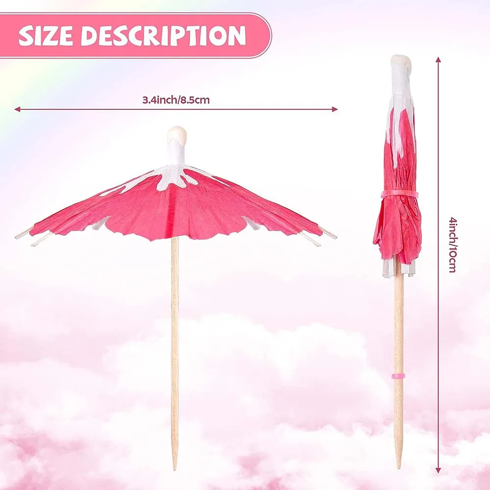 Drink Umbrellas Cocktail Picks Umbrellas Sticks with Wood Toothpicks for Summer Hawaiian Cupcake Toppers  Tropical Wedding Party