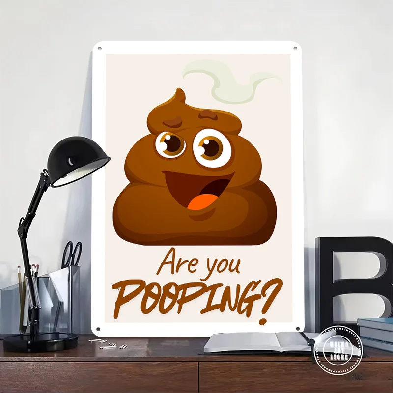 Funny Poop Emoji Asking 'Are You Pooping?' 3D Texture Printed Poster Custom Vintage Metal Tin Plate Sign for Wall Art Wand Deko