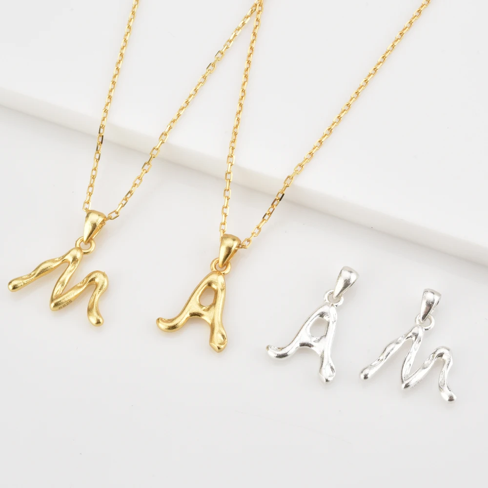 ANDYWEN 925 Sterling Silver Gold Letter A-Z Initial Alphabet Charm Women Accessories Choker Chain Necklace Making Fine Jewelry