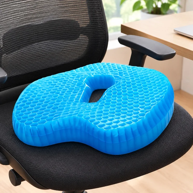 Comfort-Enhancing U-Shaped Gel Cushion for Long Hours of Ergonomic Seating Support