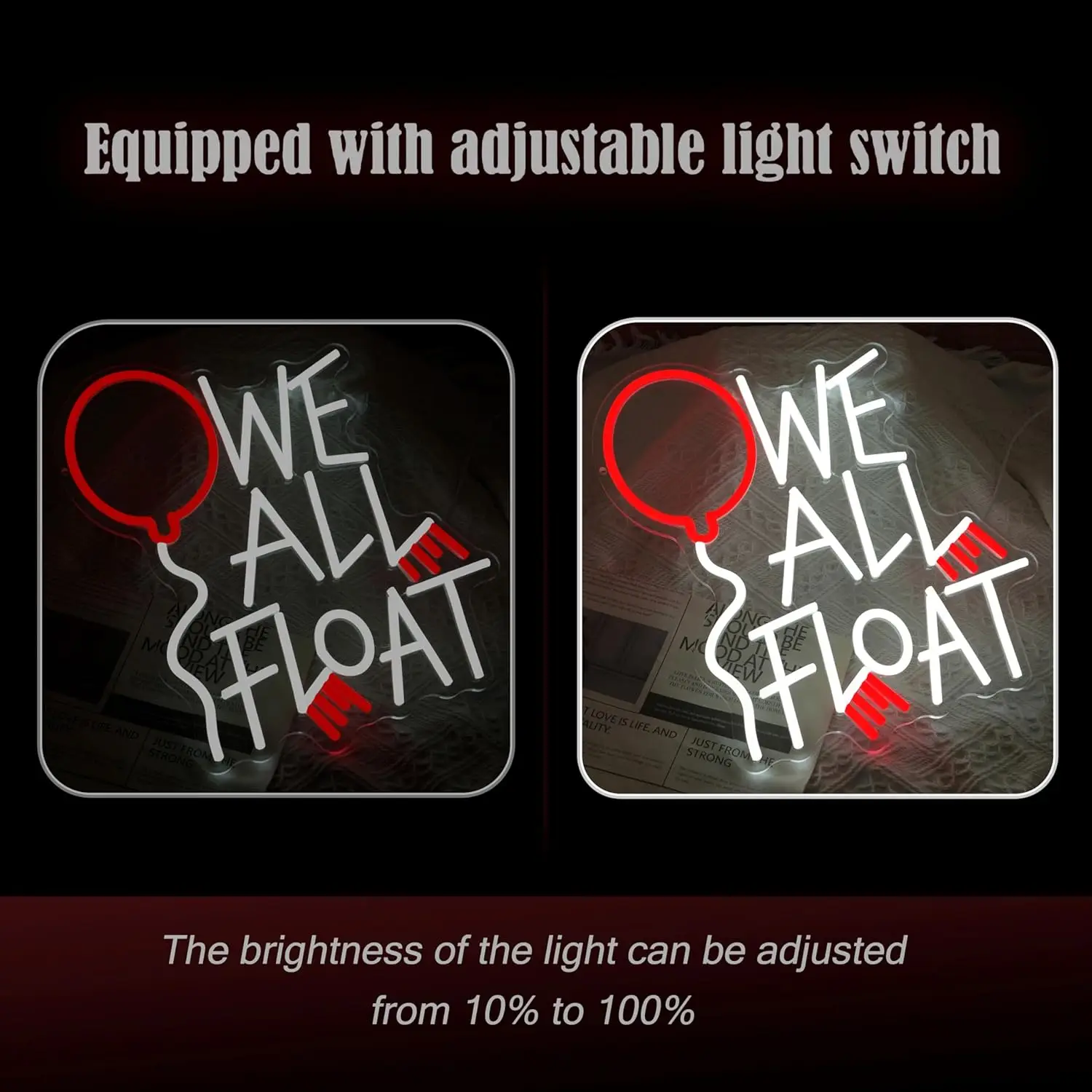 Todos nós flutuadores sinal de luz néon usb regulável led sinal de néon decoração da parede para o quarto gamer sala estar presentes festa aniversário ﻿