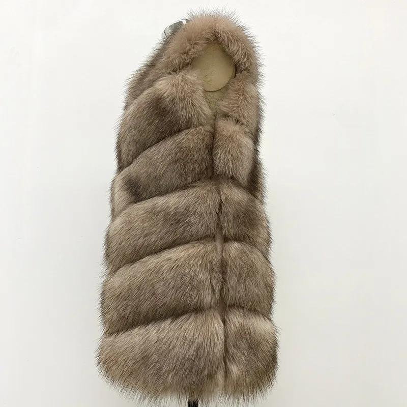 Women Faux Fox Fur Vest Coats Solid Mid Length Fur Jackets V Neck Sleeveless Thick Warm Fur Casual Loose Fit 2026 Autumn Winter