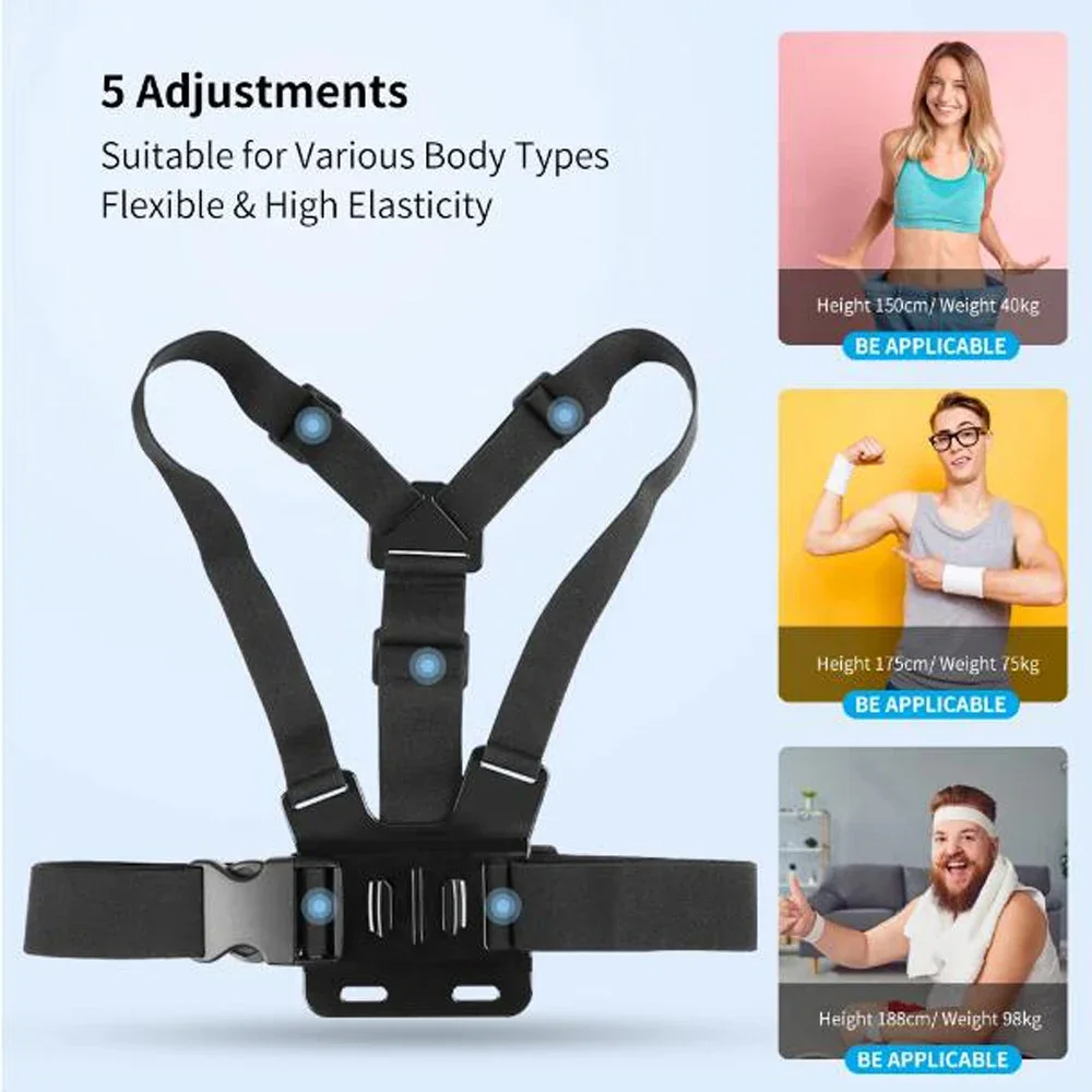 Head Chest Strap Set Belt Mount for GoPro 10 9 8 7 6 5 Black 4 Dji Osomo Yi 4K Sjcam Eken Go Pro Hero 10 9 8 7 5 Accessory view 2