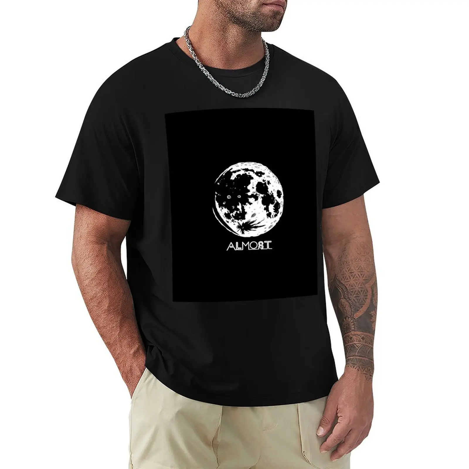 

Full Moon (Almost) White T-Shirt valentines clothes T-shirts oversize men t shirts