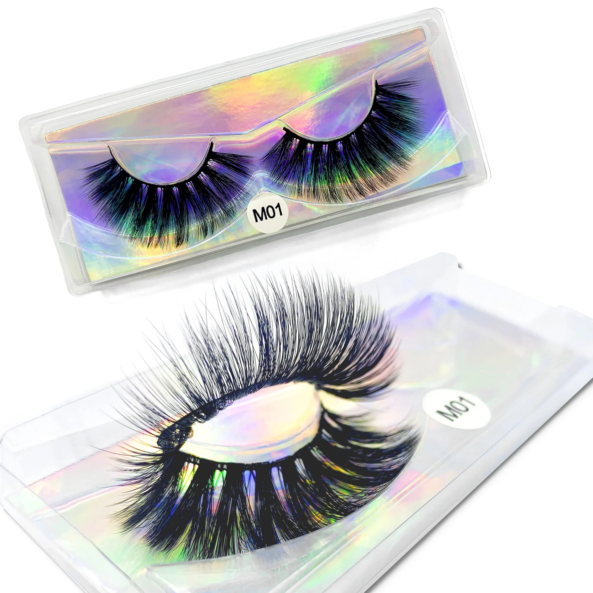 1Pair False Eyelashes Cosplay Makeup Tools 3d Mink Lashes Wispy Colored Packaging Fake Eyelash Extension Supplies