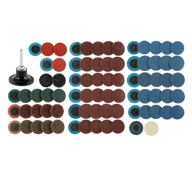 45/51/80PC Sand Paper Angle Grinder Polishing Grinding Sanding Disc with Roll Lock Disc Pad Holder for 1/4 Air Angle Die Grinder