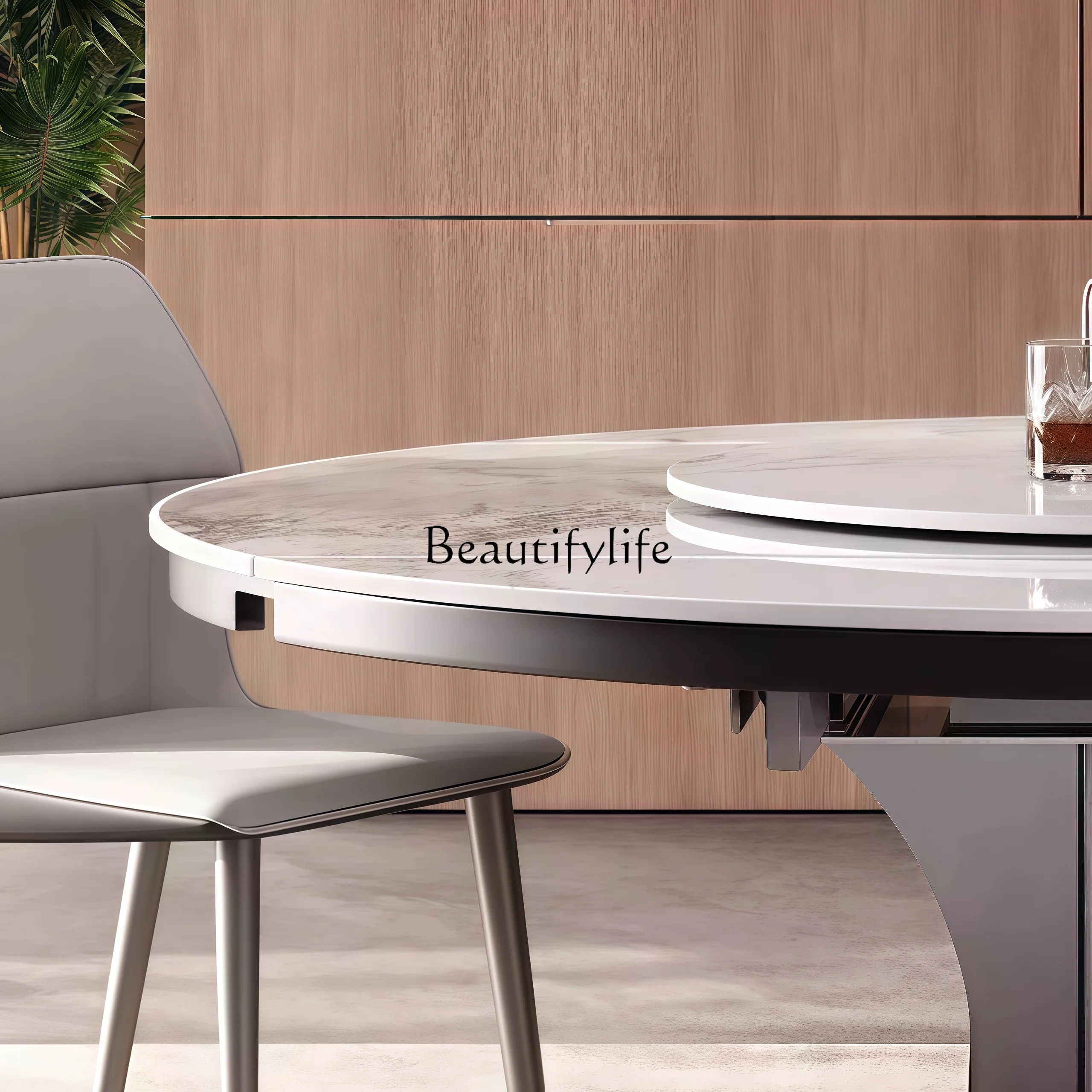 Slate dining table retractable folding household small apartment dining table