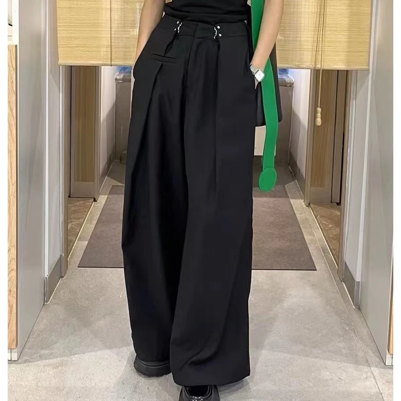 Vintage High Waist Wide Leg Pants Women Summer Fashion Casual Streetwear Korean Baggy Suit Trousers All Match Straight Pants