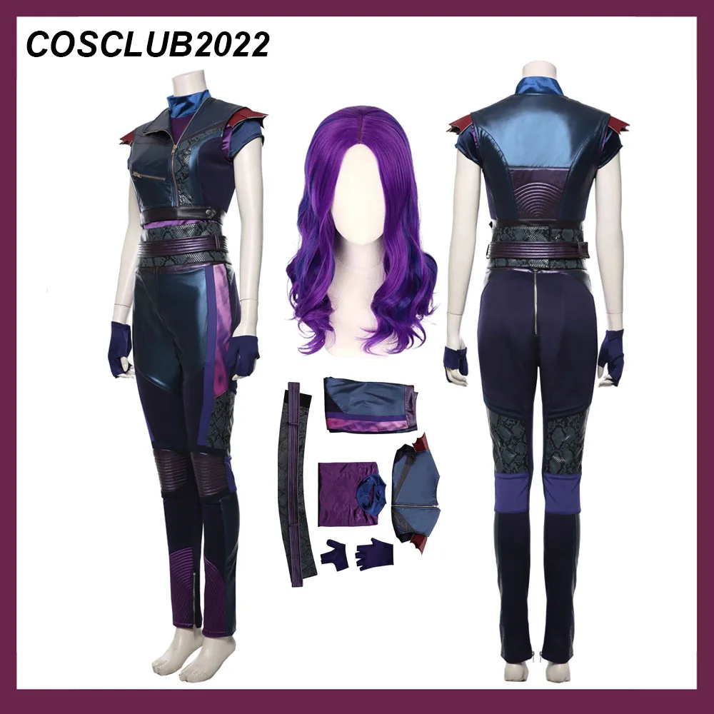 Adult Women Fantasia Descendants Disguise Mal Cosplay Costume Wig Halloween Carnival Party Jacket Pants Gloves Belt Outfits Suit