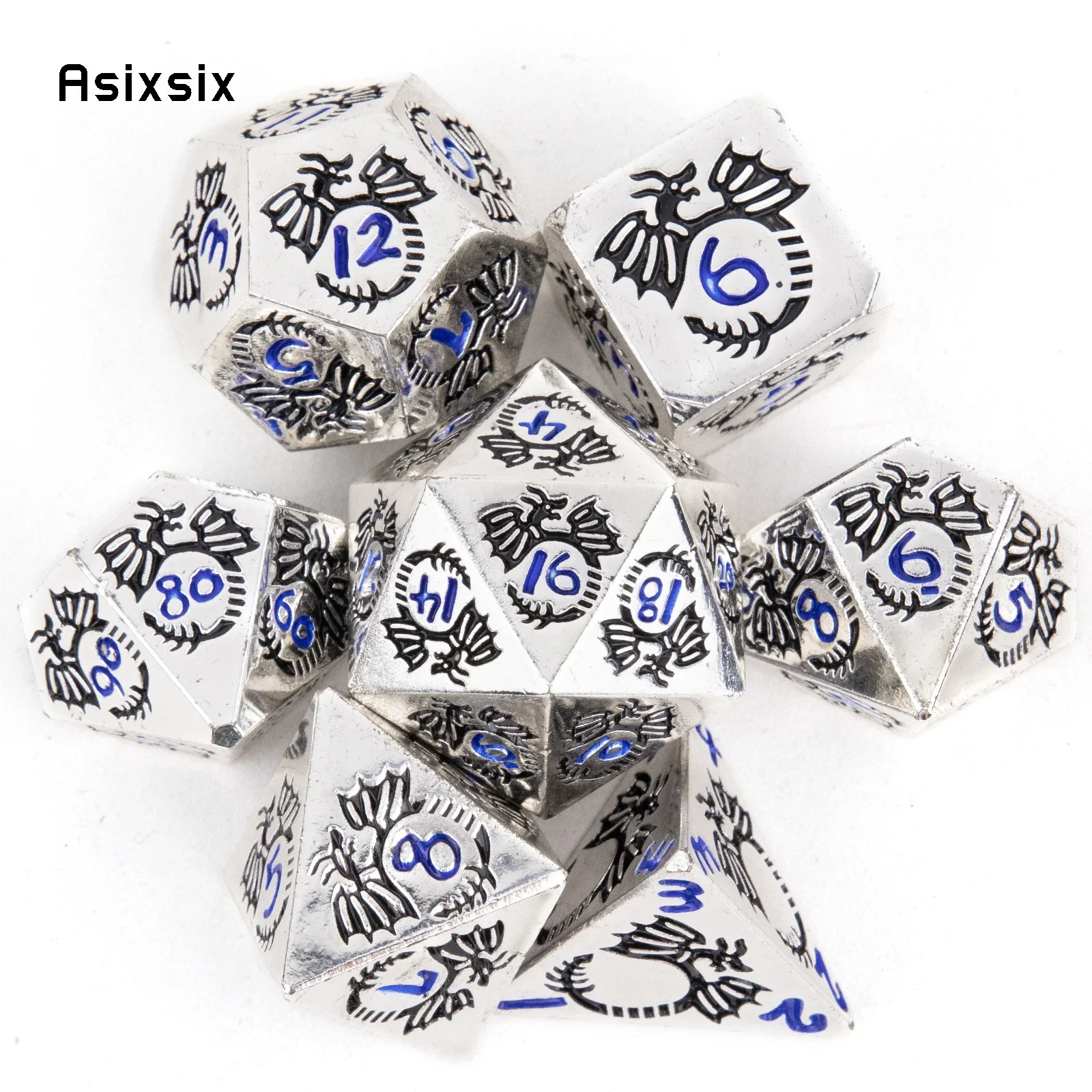 

7 Pcs Black White Dragon Metal DicePerfect For Rpgs, Board Games, And Card Games.Dice For Games, Dnd Dice Set