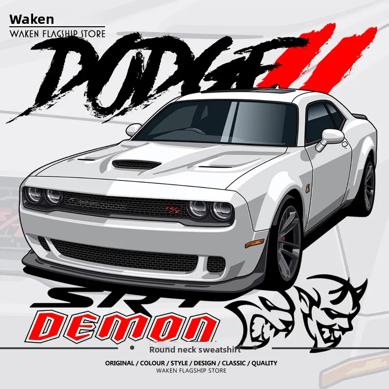 

Doe SRT Hell Demon Clenger American Large V8 Muscle Car Print Толстовка мужская свободная посадка Удобная смесь хлопка