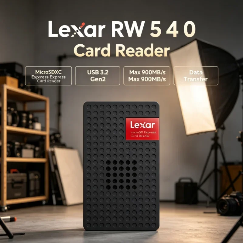 Lexar MicroSDXC Express Card Reader RW540 Built-in Fan PLAY PRO MicroSD Card Reader USB 3.2 Type-C for Photo Transfer