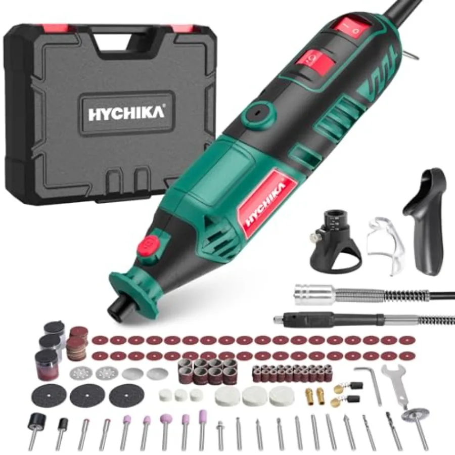 

HYCHIKA 180W Rotary Tool, Variable Speed Rotary Tool Kit with Flex Shaft, 173pcs Accessories Kit and 8000-35000RPM Multi-Tool,