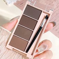 A set of 4-color eyebrow powder trays with brushes in gray and brown matte tones for long-lasting color rendering, filling and s