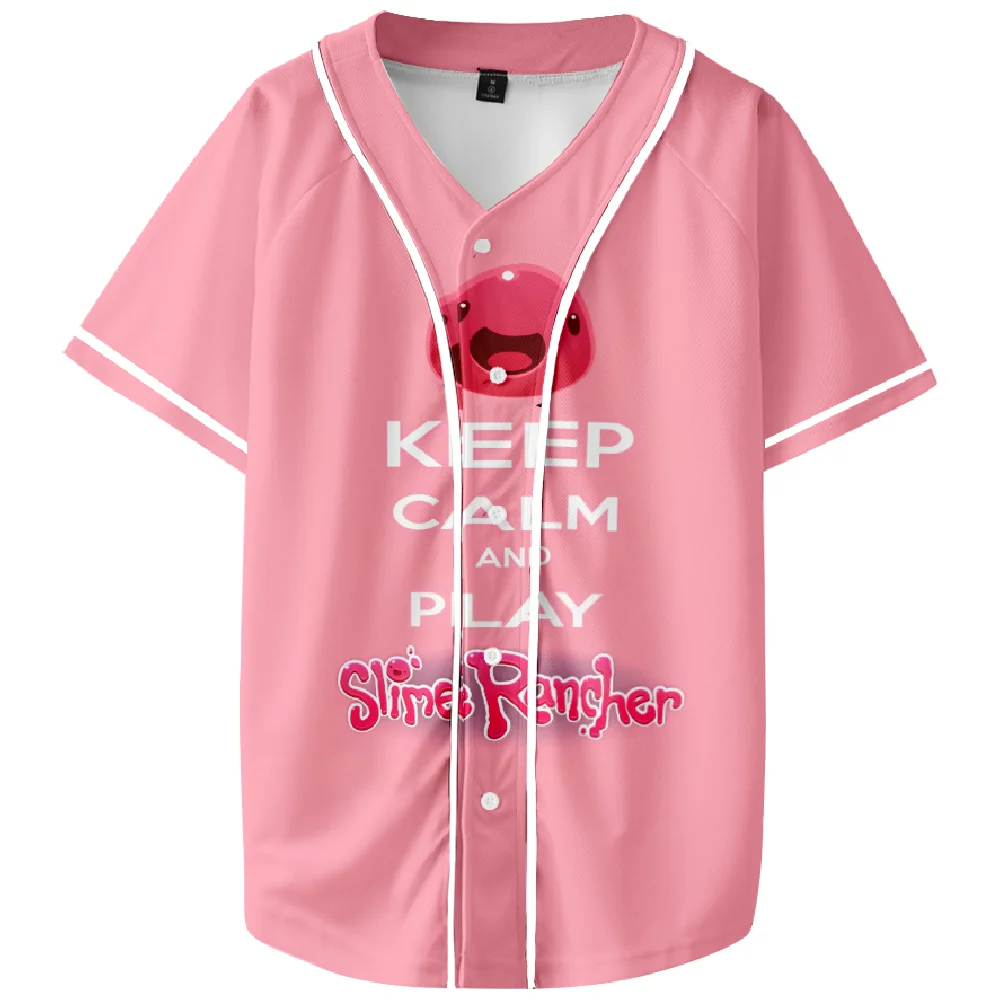 

Game Slime Rancher2 Color3 Print Streetwear Harajuku Thin button Baseball uniform Baseball Jersey Men/Women