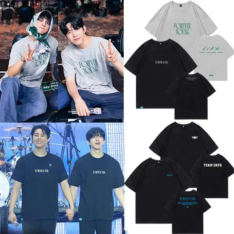 

DAY6 World Tour Concert Forever Young Series T-shirt Cotton Summer Clothes Short Sleeve Tee for Men Women Fans'Clothes Daily