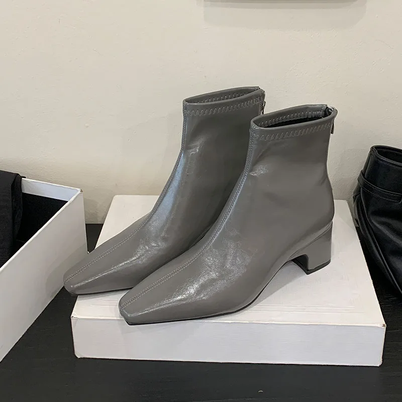 

Новая мода, женские ботильоны на каблуке 3 см, женская обувь на молнии, современные женские короткие ботинки с острым носком, туфли-лодочки