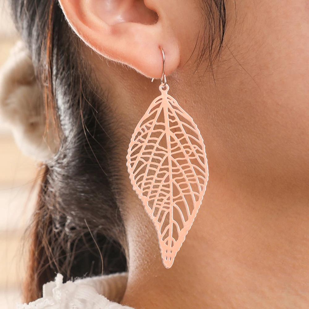 3 أزواج من الأقراط المتدلية على شكل أوراق بوهو للنساء، هندسية مريحة في الارتداء، مجوهرات إبداعية، هدايا العطلات
