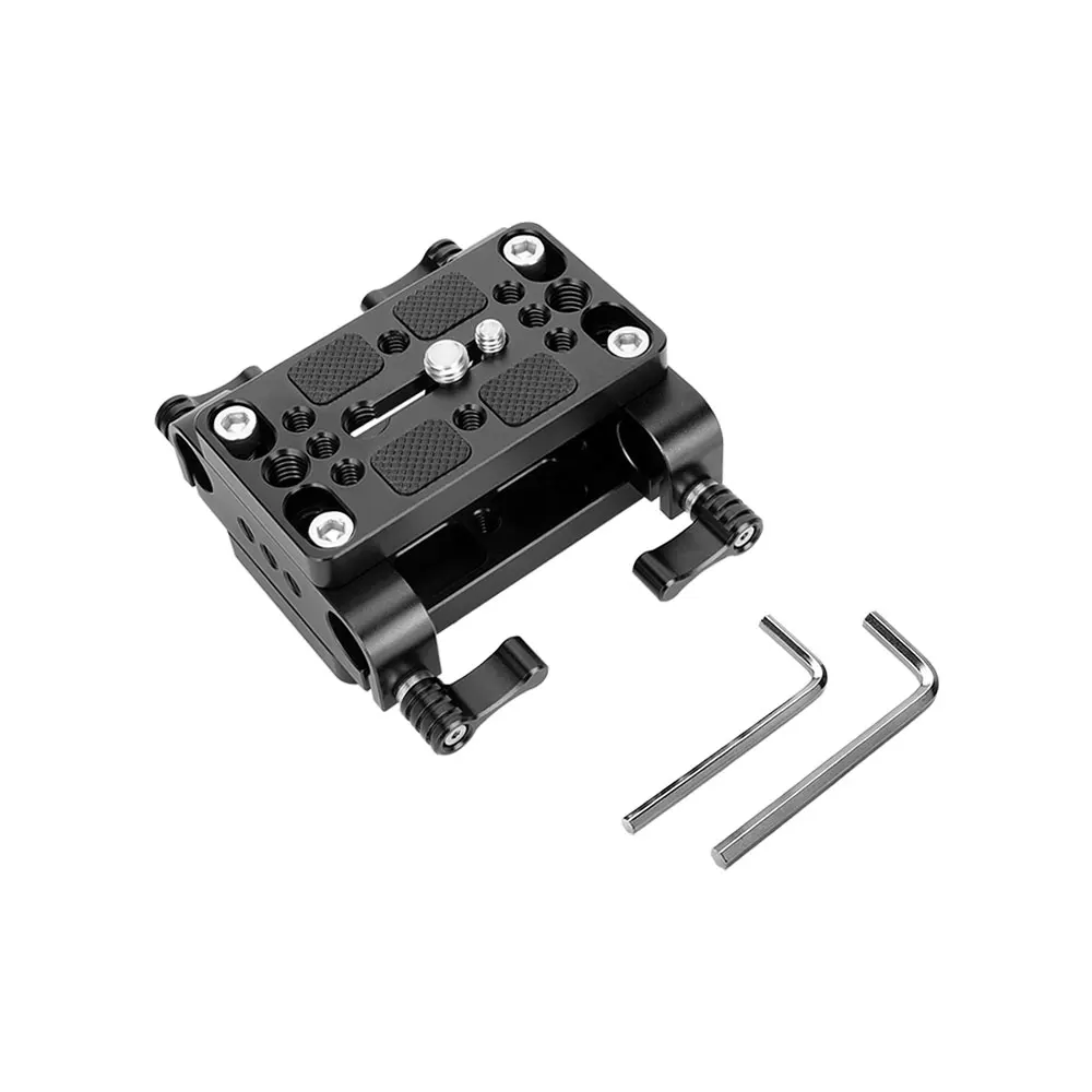 CAMVATE Camera Mounting Plate Tripod Monopod Mounting Base Plate With 15mm Rod Clamp Railblock For Rod Support / Dslr Rig Cage