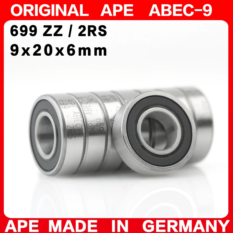 10-200PCS Germany ABEC-9 Bearing 699 ZZ 2RS 9x20x6 mm 699-2RS 699ZZ Z  RS LB LU - 2Z Miniature Precision Ball Bearings
