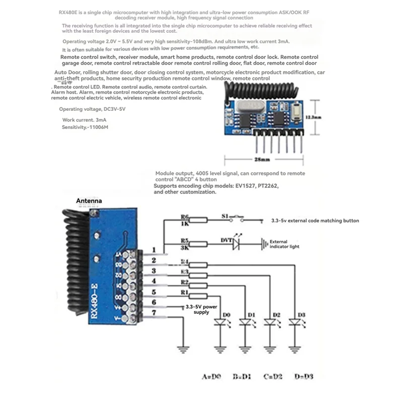 

FEDI-Receiver Module Transmitter Decoding Receiver Jog Self-Locking Interlock Controller Module 433Mhz With Remote Control