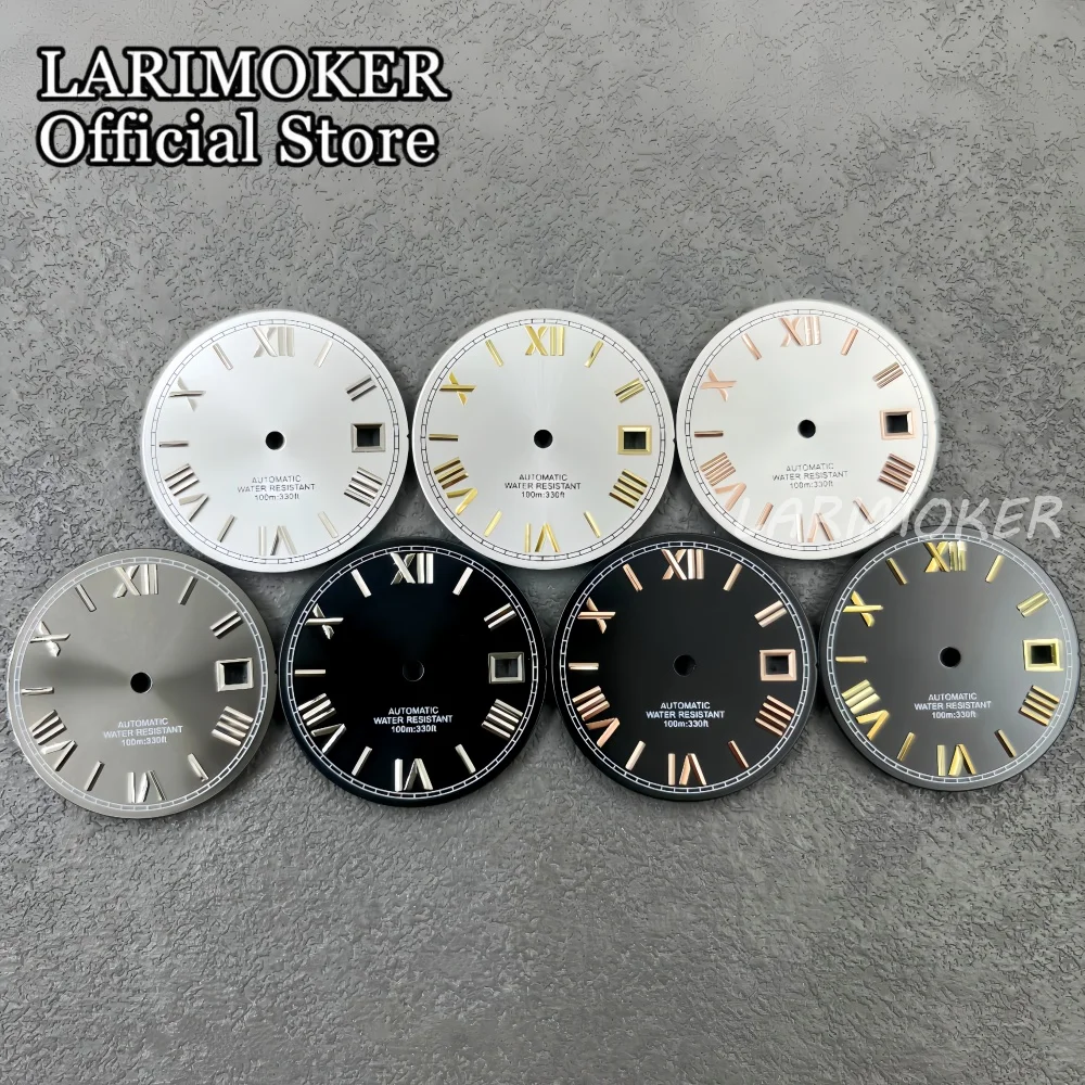 LARIMOKER 29mm Sterile Sunberst Date Window Watch Dial Roman Edge Mark No Luminous Suitable For Mingzhu/PT5000 Watch Accessories