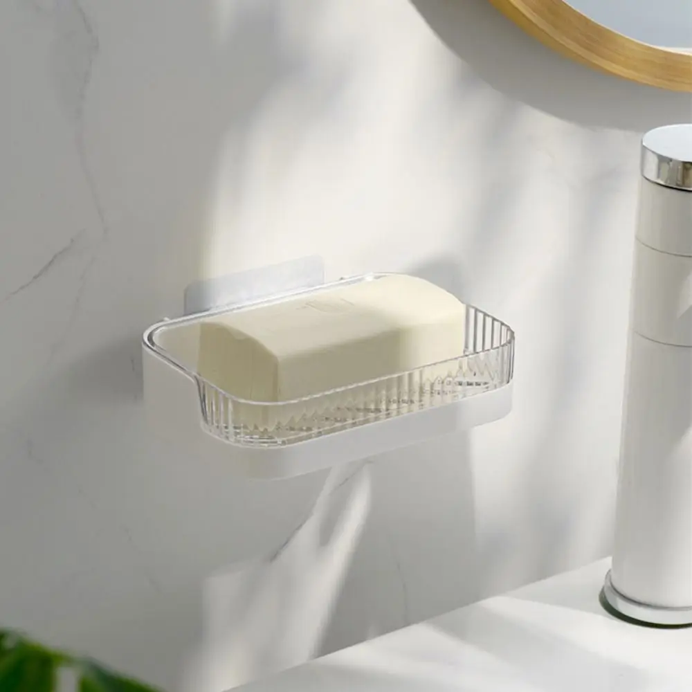 Wall-mounted Bathroom Storage Rack Punch-free White Soap Dish Strong Load-bearing Suction Cup Toilet Storage Rack