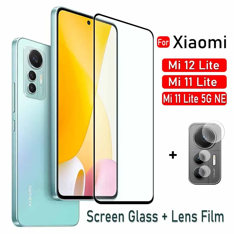 2/4/6/8/10 em 1 para xiaomi 12 lite capa de cola completa vidro temperado para xiaomi mi 11 lite 5g ne lente da câmera filme protetor de tela