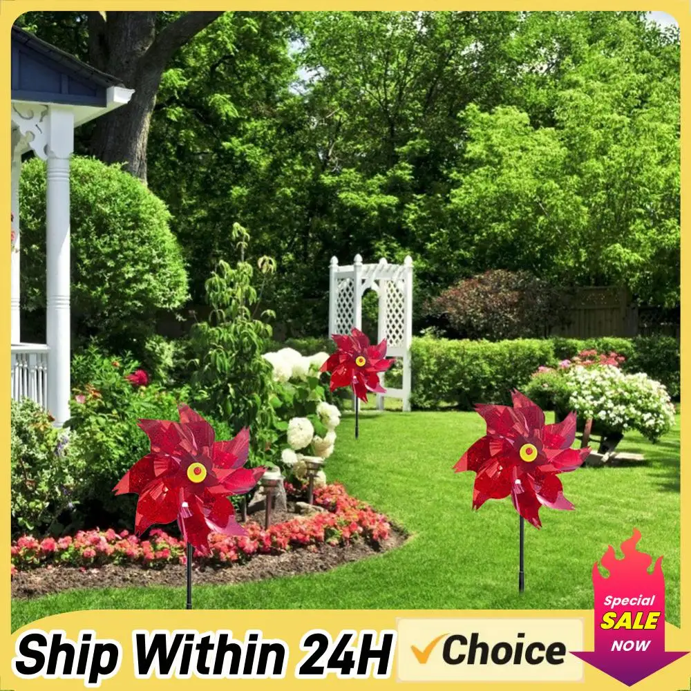 Extra Sparkly Pinwheel with Stakes Bird Repellent Devices Colorful Outdoor Bird Scare Devices for Yard Garden Decor