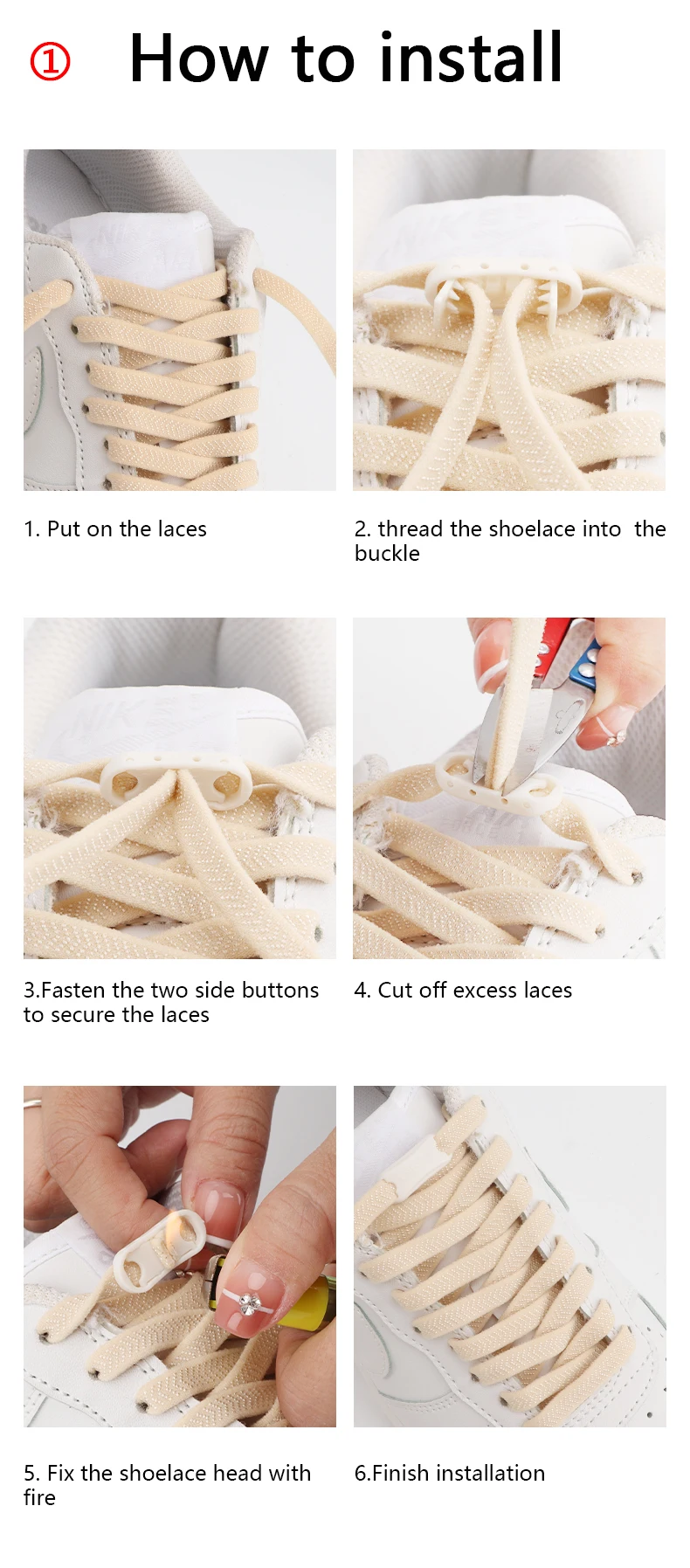1 Paar Schnürsenkel ohne Krawatte, elastische Schnürsenkel für Kinder und Erwachsene, für Turnschuhe, Schnürsenkel, schnelle Spitze, faule Sport-Gummibänder, flache Schnürsenkel – Detail 7