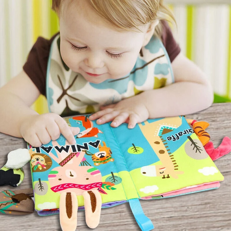 Soft Baby Books 0-6 Months Infants Toy 0 to 12 Months Crinkle Cloth Books For Newborns Stroller Toys Tummy Time Sensory Toys