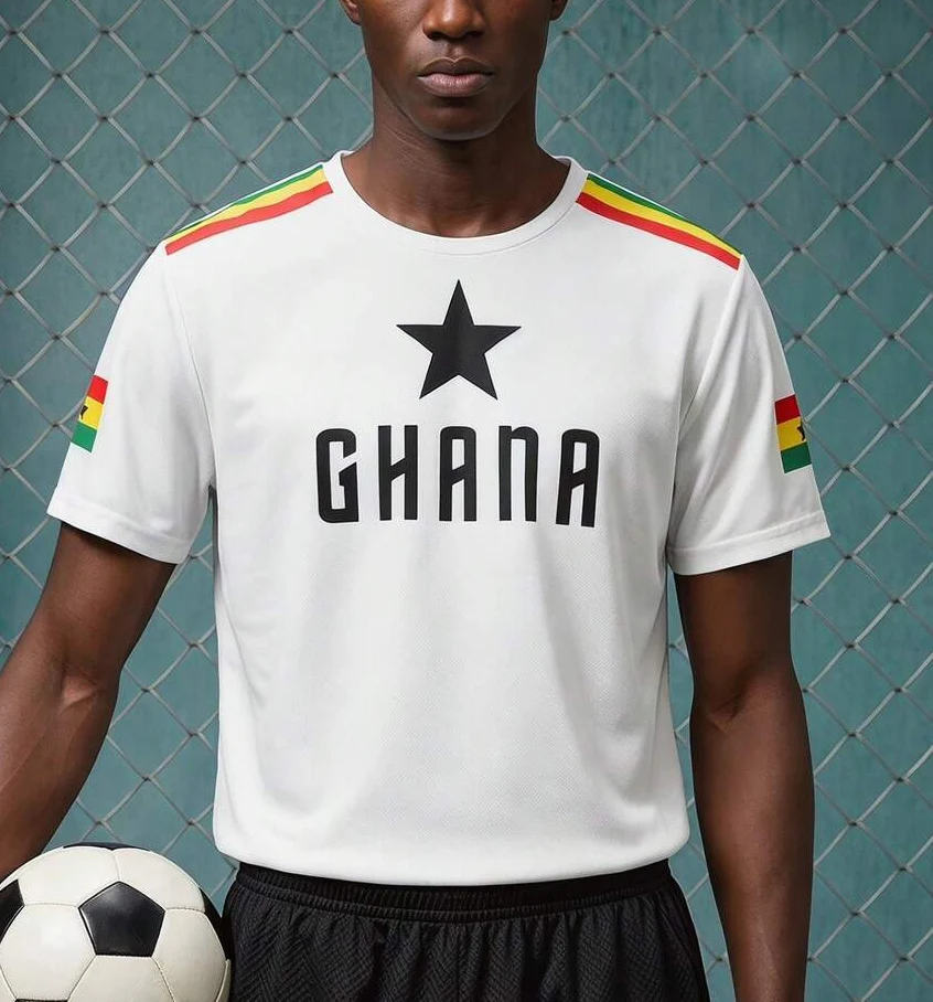 Kids Ghana Flag Stripe Football Jersey Breathable Minimalist Lightweight All Season Training Match Team Sports Fitness Top